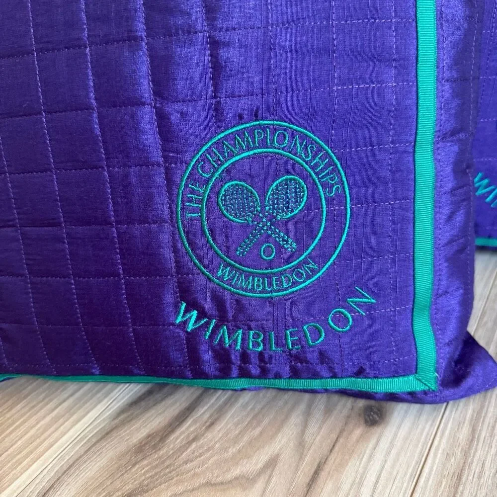 Vintage Wimbledon Tennis Championship Quilted Purple Throw Pillows Set of 2